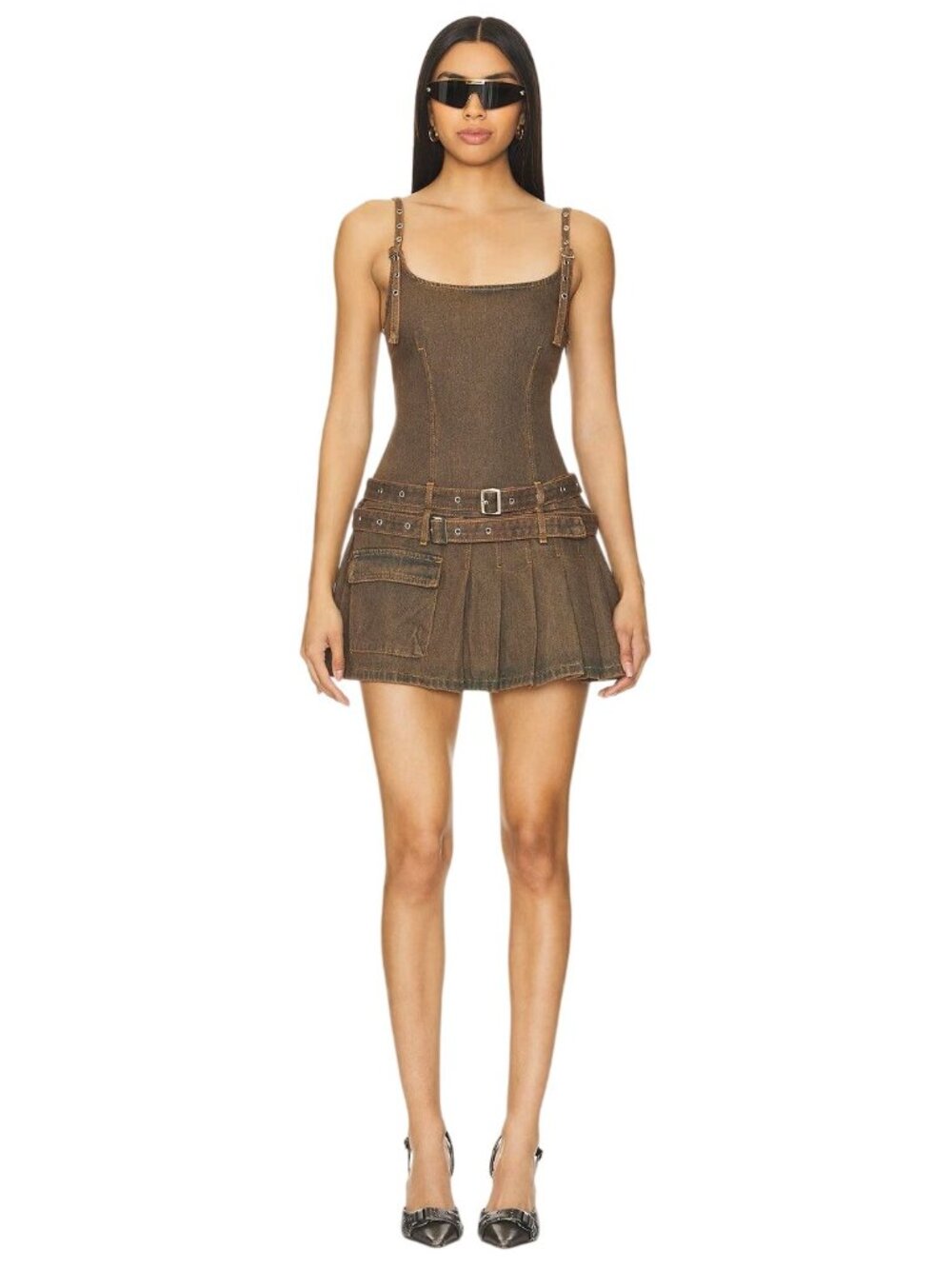 LIONESS Biker Mini Dress in Petrol Medium New Womens Denim